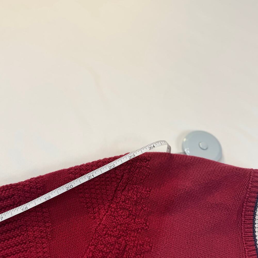 Vintage Golf Sweater Burgundy Red Knit V-Neck Embroidered Cotton USA Made Medium - Picture 11 of 13